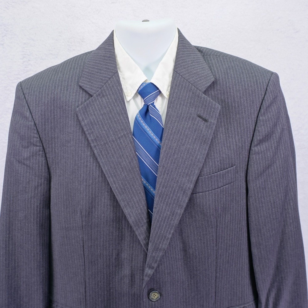 Alexandre London Savile Row Gray Striped Wool Suit Jacket / Blazer 40R /Slim 42R